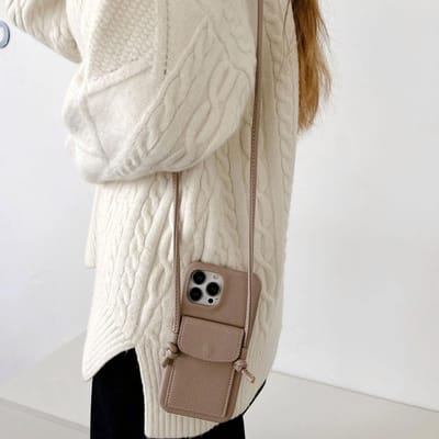 Crossbody Lanyard Telefoonhoesje Voor iPhone 15 14 13 12 11 Pro Max Mini X XR XS Max 7 8 Plus Hoesje Portemonnee Leren Kaarthouder Riem iPhone 14 Pro Max kaki