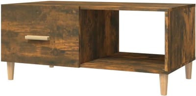 Salontafel - Bijzettafel Koffietafel - Woonkamer Meubel - Bewerkt Hout - 89x50x40 cm - Gerookt Eiken