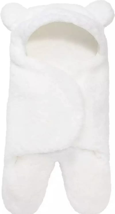 IL BAMBINI - Zachte fleece teddy beer inbakerdoek - slaapzak - newborn - Offwhite