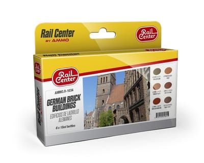 AMMO by Mig Jimenez Hobbyverf Gebouwen - MIG R1034 Rail Center - Duitse Stenen Gebouwen Kleuren - Acryl Set 6x15ml Verf set - 6x 15 ml