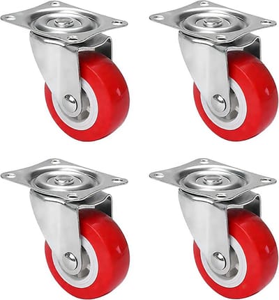 Zware 38 mm Meubelwielen met Remmen - Set van 4 Polyurethaan Transportwielen voor Palletmeubelen tot 200 kg