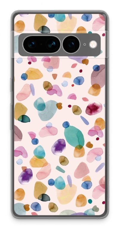 Case Company® - Hoesje geschikt voor Google Pixel 7 Pro hoesje - Terrazzo Memphis - Soft Cover Telefoonhoesje - Bescherming aan alle Kanten en Schermrand
