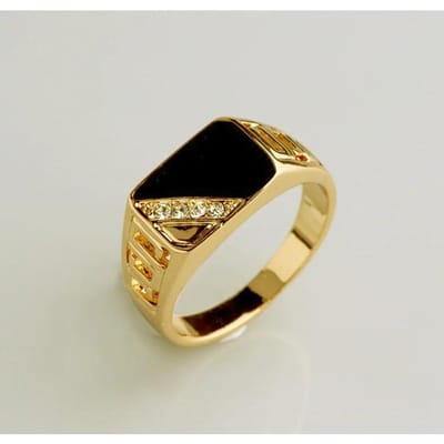 Klassieke Maat 5-12 Heren Strass Sieraden Goud/Zilverkleur Zwart Emaille Heren Vinger Titanium Roestvrijstalen Ring 9 beige