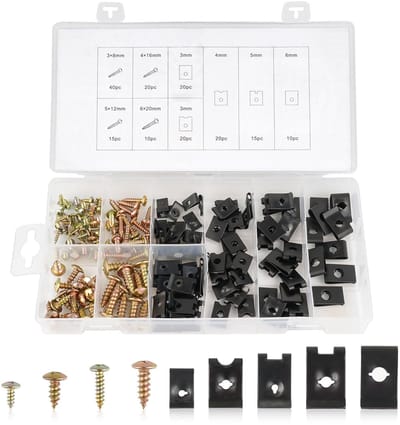 Ynkkvre - carrosserieschroeven set - 170-delige auto vleugel clips en U-moeren met schroeven - bevestigingsclips voor auto carrosserie en vleugels