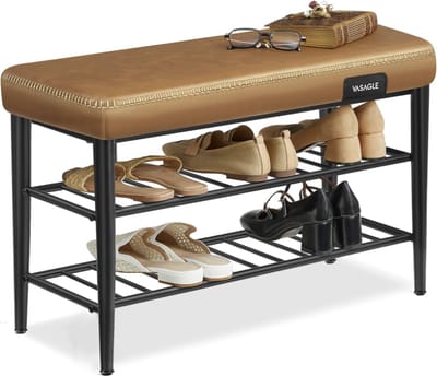 MIRA Home - Schoenenbank - kunstleer - Zwart - 30x80x50