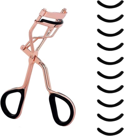 Perfecte Wimperkruller met 5 Extra Rubber Pads - Hoogwaardige Make-up Tool voor Curved Wimpers van Carbonstaal in Roségoud