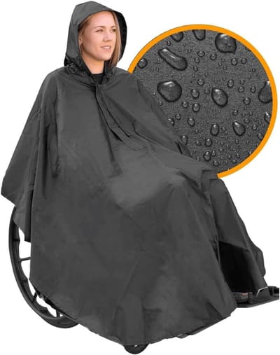 ANMI-Rolstoelregenjas - Universele waterdichte regenjas - Comfortabel en verstelbaar - Met reflecterende strips