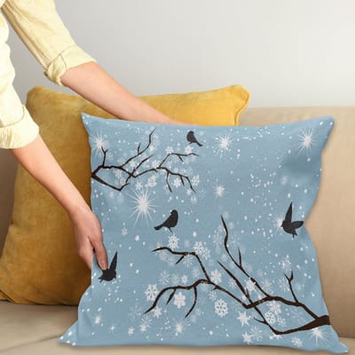 ABAKUHAUS kussenhoes 40x40 cm – sneeuwbedekte bomen, dubbelzijdig bedrukt