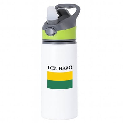 Hacebo® - Den Haag waterfles met rietje groen - Rotterdam - Hagenezen, Hagenaren of toeristen - Vlag - Den Haag - Zuid Holland - water fles - 650ML