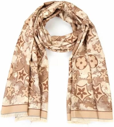 Bijoutheek Sjaal (Fashion) bloemen (80x180cm) Bruin