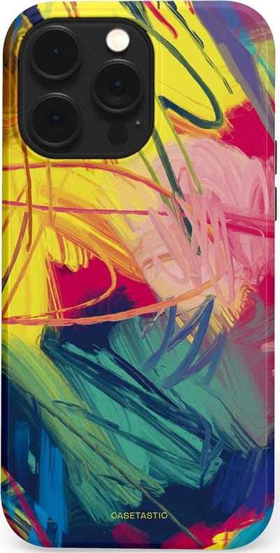 Casetastic Hoesje Geschikt voor Apple iPhone 14 Pro Max Magsafe - Stijlvolle Beschermende Duo-layer Case - Kleurenstorm