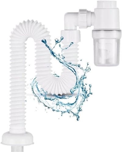 Flexibele afvoerslang 1/4 inch, ruimtebesparende sifon met geurafsluiting, verstelbare afvoerbuis voor optimale afvoeroplossingen