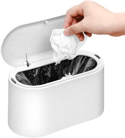 Mini-afvalbak met deksel - afvalbak – mini prullenbak - prullenbak – Afvalbakje voor op het bureau - 22*11*13cm – PP – Wit