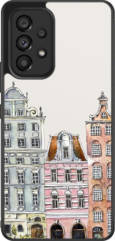 Leuke Telefoonhoesjes - Hoesje geschikt voor Samsung Galaxy A53 - Grachtenpandjes - Backcover zwart - Print / Illustratie - Multi