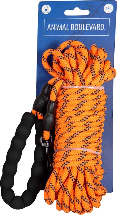 Animal Boulevard Ab32025 - Hals- En Leibanden - Hond - Ab Safety Speurlijn Met Eva-handvat Oranje-8mmx15m