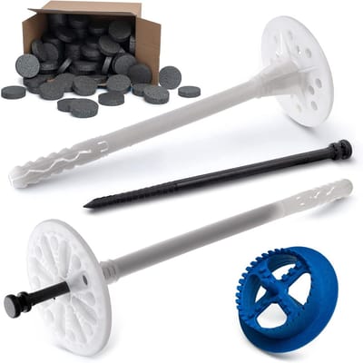 Isolatiepluggen set voor gevelisolatie met piepschuim schijven en frees | Warmte-isolatie EPS