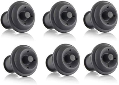 Vacuümstoppers (6 stuks) - Zwart - Wijnconserveringsmiddel - Verlengt de houdbaarheid