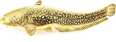 Visspeld Meerval Verguld - Vissen Broche Revers Kraag Das Speld Sierspeld Hoedenspeld Bijoux Sjaal Pinn Sjaalspeld Sieraad Broches Pin Dasspeld Button