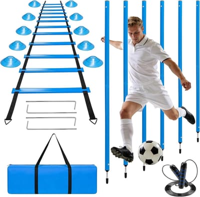 Slalomstangen Voetbaltraining - Trainingspalen Set - Voetbalvaardigheid Verbeteren - Coördinatieladder Inclusief - 6 Palen - Niet Gespecificeerd
