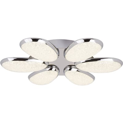 Searchlight Lori plafondlamp 6-lamps, 52 cm, chroom/rozet, glas