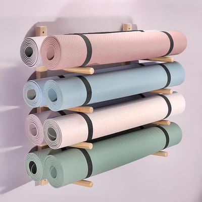 Mattenrek - Opberger - Sportspullen Opbergen - Ruimtebesparend Wandmodel - 73 cm - Houtkleur