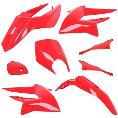 Kit carénage P2R pour Moto Derbi 50 Senda Après 2011 8 pieces rouge Neuf