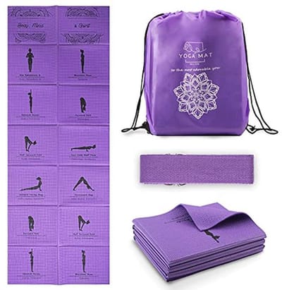 Opvouwbare yogamat voor dames - Antislip oefenmat voor yoga, pilates en fitness