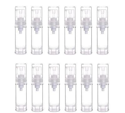 Dailygoods- Pompflessen 12 Stuks - Airless Dispenser - Draagbaar - Vacuüm - Cosmetische Container - 10 ml Transparant - Cosmetische Flessen