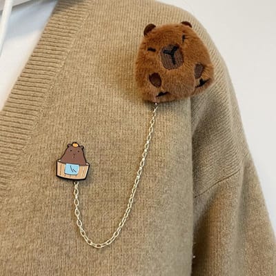 Cartoon Pluche Capybara Corsage Schattige Dieren Badges Persoonlijkheid Broche Kleding Rugzak Pins Decor Voor Meisjes Kinderen Cadeau