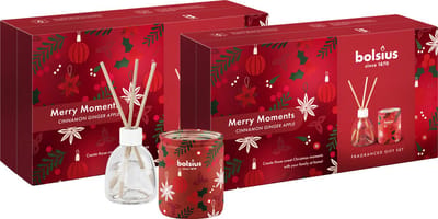 Bolsius - 2 x Giftset - Geurstokjes & Geurkaars - True Glow - Merry Moments - Cinnamon Ginger Apple