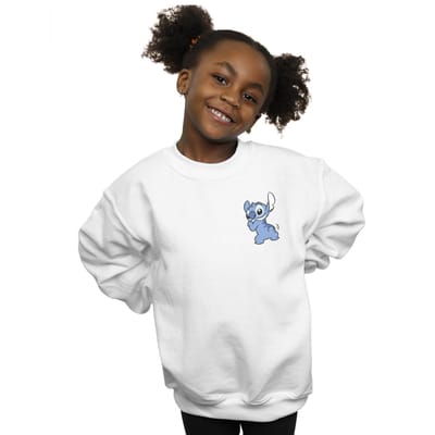 Disney Meisjes Lilo En Stitch Rugzijde Borst Print Sweatshirt (Wit)