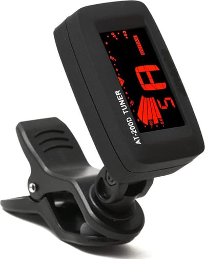 Aroma AT-200D Stemapparaat Gitaar - Digitale Gitaarstemmer Clip-On - voor Gitaar, Ukelele, Bas en Viool - Zwart
