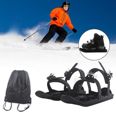 Chaussures de Ski portables, Mini patins de Ski avec fixations réglables pour équipement de Sports d'hiver en plein air Type 1(drawstring bag)