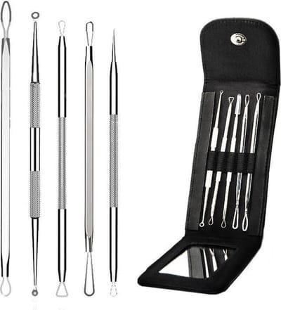 *** Professionele 5 Delige Mee-eters & Acne Verwijderen Set - Blackhead Killer - Comedonenlepel - Puisten verwijderaar - van Heble® ***