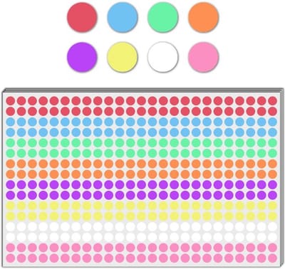 Allecto - 6000 Stuks - Ronde Stickers - Gekleurde Puntstickers - 8 mm