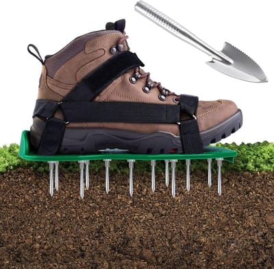 Lawn Aerator Shoes Nail Shoes with Velcro Fastener Free Installation Lawn Aerator with Shovel Scarifier for Lawns, The Ideal Lawn Aerator, One Size Fits All Shoes