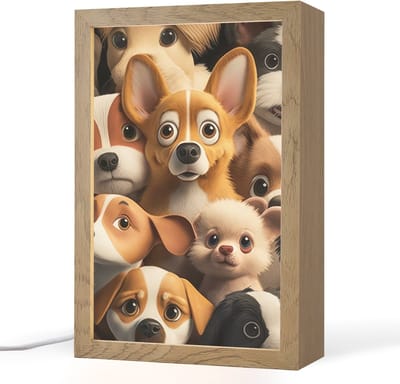 Nachtlampje 20x30 cm - Kinder lampje - Honden - Dieren - Bruin - Zwart - Patronen - Kind - Tafellamp kinderkamer - Slaapkamer lamp - Bedlamp kinderen - Kinderlampje stopcontact - Wandlamp babykamer - Nachtlampjes