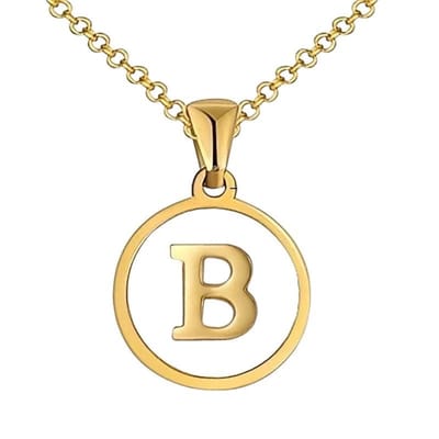 Aramat Jewels | Halskettingen | Unieke Initiaal Ketting - Schelp Goudkleurig 45cm | B | |1,5mm | Staal | Volwassenen | Verkleurd niet