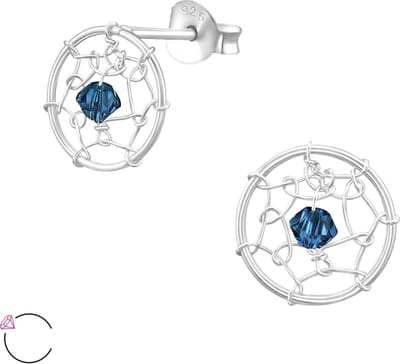 Amanto Oorbellen Falena - 925 Zilver - Swarovski - Dromenvanger- ∅10mm