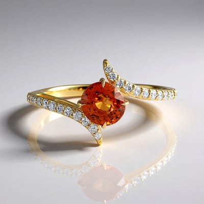 Cavill - Gouden Ring Dames - 14K Geel Goud - 1,71ct Spessartien Ovaal Briljant - Luxe Ring met SI1 Diamanten - Elegante Sieraden Goud