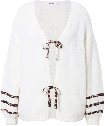 Studio Untold - Dames - Vest oversized model leo-strikjes - Off-white - Maat 42+