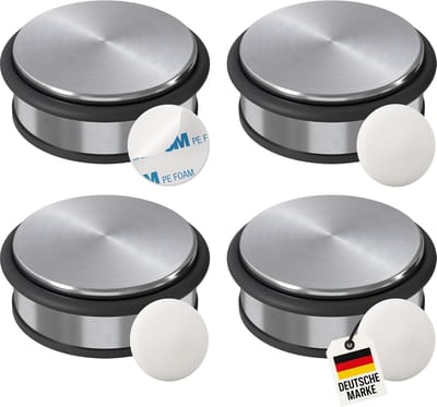 Deurstopper Set - Vloerstopper Wandstopper - Voorkom Deurslag - Zonder Boren Plaatsbaar - 10 x 45 cm - Zilverkleurig