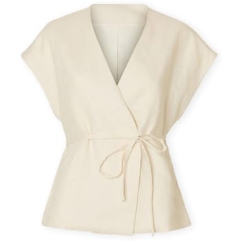 Blouse Selected W Top Lia Linen - Birch