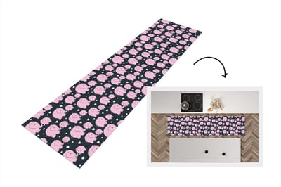 Keukenloper - Loper keuken - Olifant - Hart - Patroon - 200x50 cm - Keukenloper vinyl
