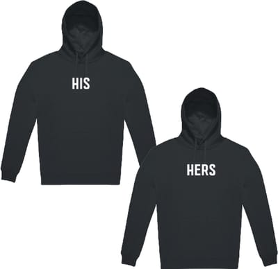 Hoodie Set His Hers – 2 stuks – Maat L -Zwarte Unisex Hoodies – Koppel Set – Warm & Zacht – Livingstickers