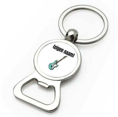 Akyol - blauwe elektrische gitaar met eigen naam flesopener - Gitaar - muziek liefhebbers - gitaristen - gitaarliefhebbers - verjaardag - cadeau - kado - 9 bij 3 cm