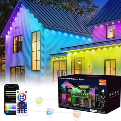 MUPOO Permanente Lichtsnoeren voor Dakrand - Slimme Verlichting - Met Afstandsbediening - App - WIFI - 30 meter - 60 LED - IP65 Waterdicht - Buitenverlichting Kerstmis - Sfeerverlichting voor thuis