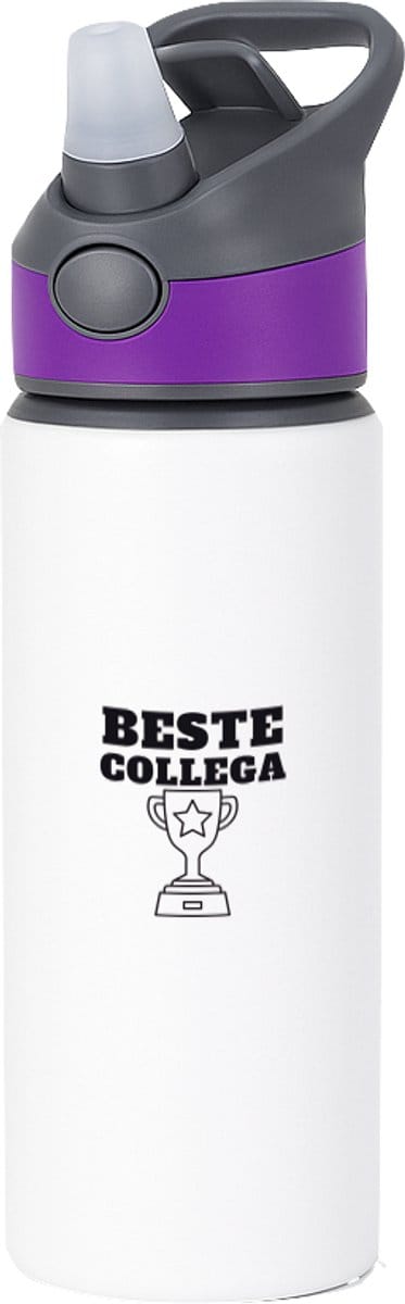 Hacebo® - Beste collega waterfles met rietje paars - Beste collega - teamgenoot - cadeau - water fles - 650ML