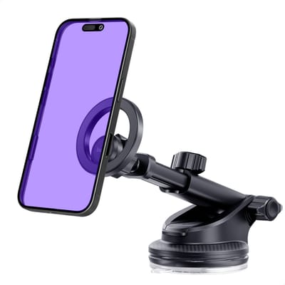 Buddi MagWay Universele MagSafe Telefoonhouder Auto Dashboard & Raam met Zuignap - Autohouder - Magnetisch - 360° Draaibaar - Magneet - Inclusief MagSafe Ring - Zwart