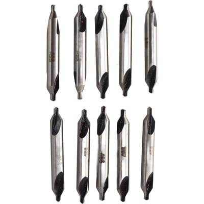 Set van 10 centreerboren van snelstaal 4341 met rechte schacht, 2,5 mm